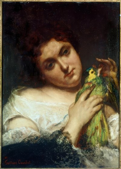 Portrait of a Woman Holding a Parrot (The Woman with the Parrot) by Gustave Courbet
